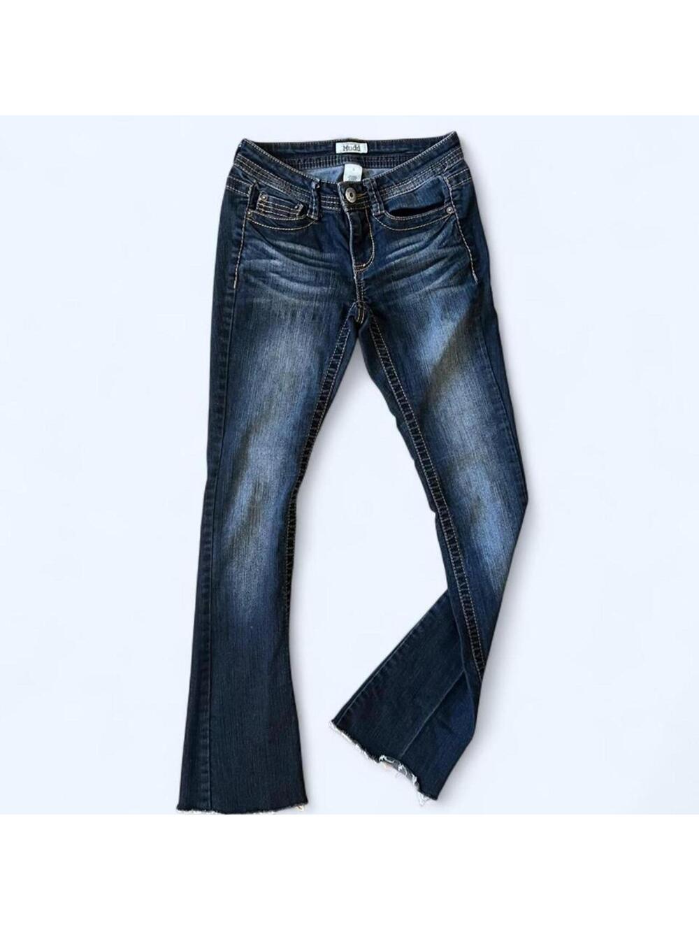 Vintage Y2K Mudd Super Low Rise Flare Jeans Dark Wash Size 0 💙